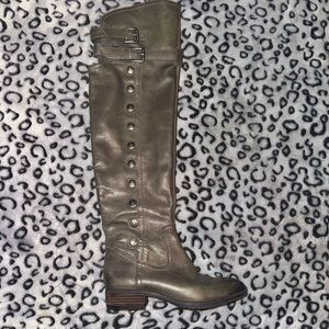 Sam Edelman Over the Knee Grey Leather Boots